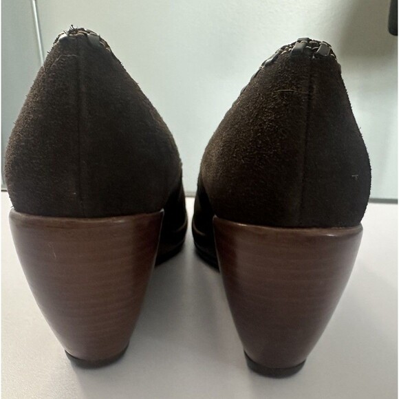 Vintage Rampage Brown Suede Peep Toe Wedge Shoes Size 9 Heels Sandals - Picture 3 of 13